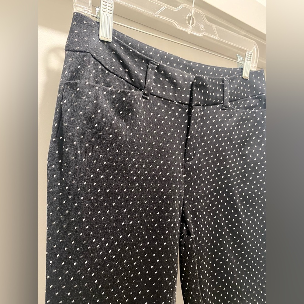 Faded Glory Mid-Rise Black & White Printed Work Skinny Straight Leg Pants Slacks